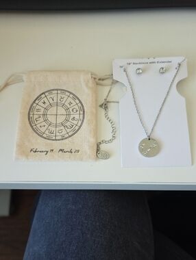 Time & Tru Zodiac Constellation Necklace Set - Silver Tone